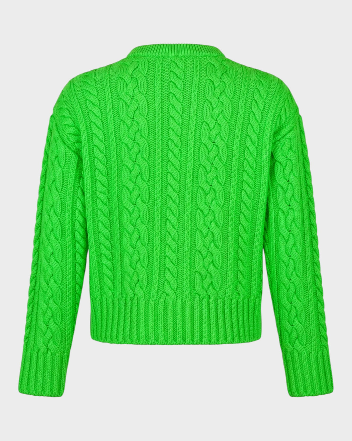 Zopfmuster-Pullover – Neon-Grün