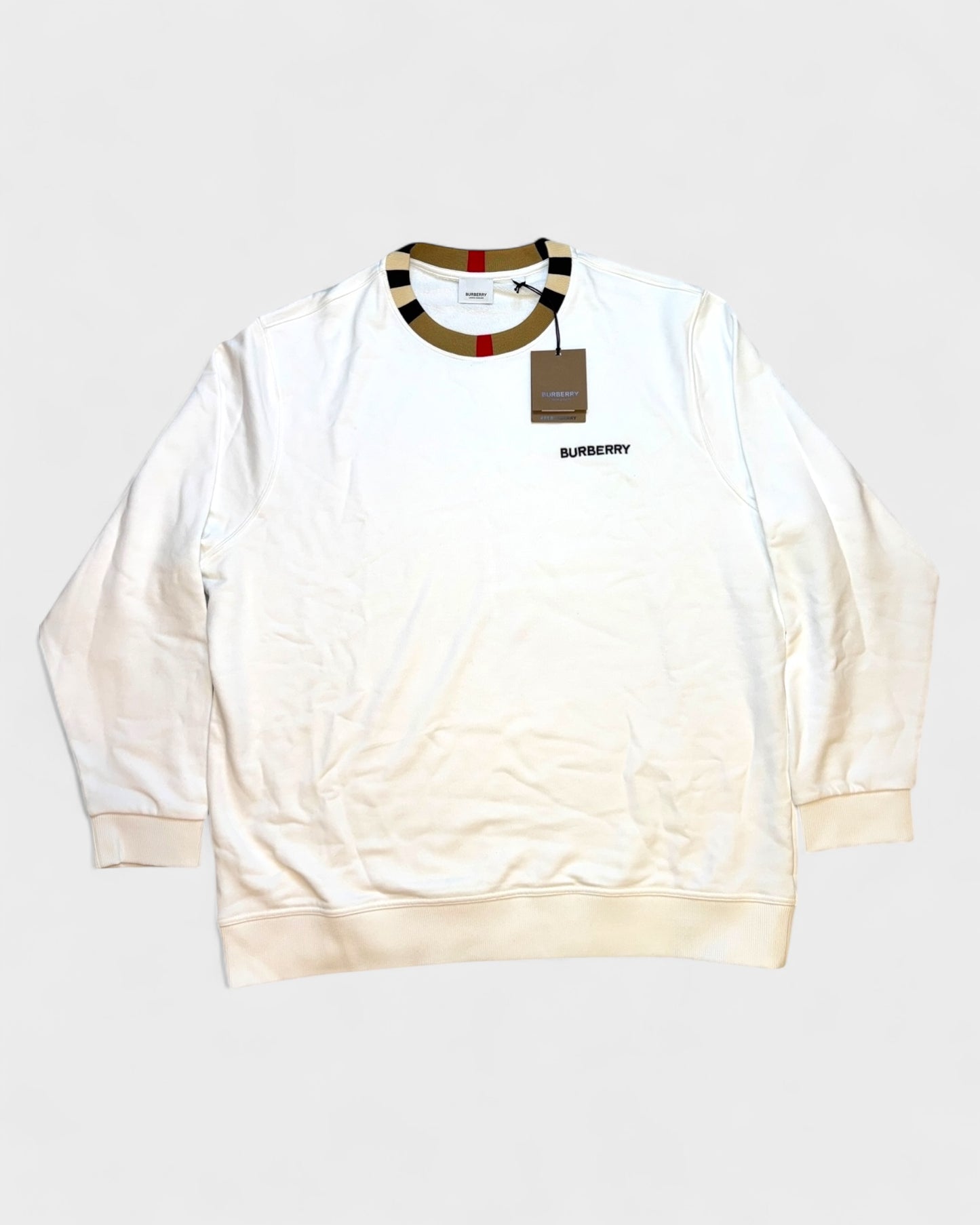 Sweatshirt mit Check-Kragen – Weiß