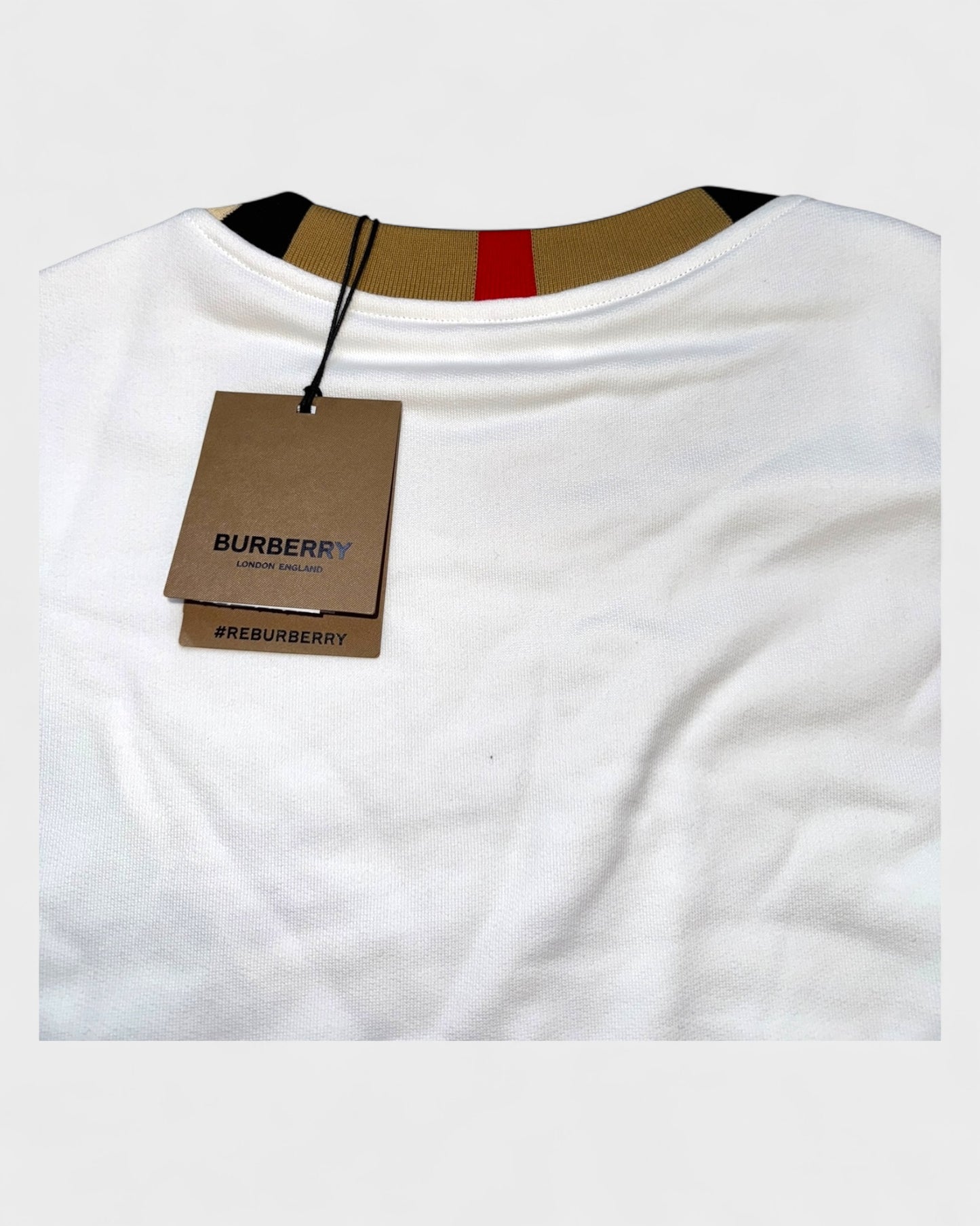 Sweatshirt mit Check-Kragen – Weiß
