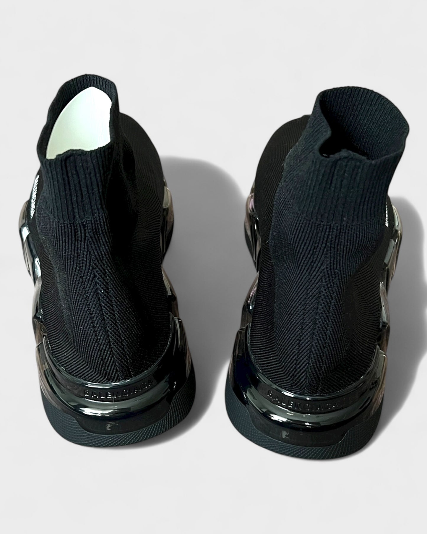 Speed 2.0 Full Clear Sole Sneaker aus recyceltem Strick – Schwarz