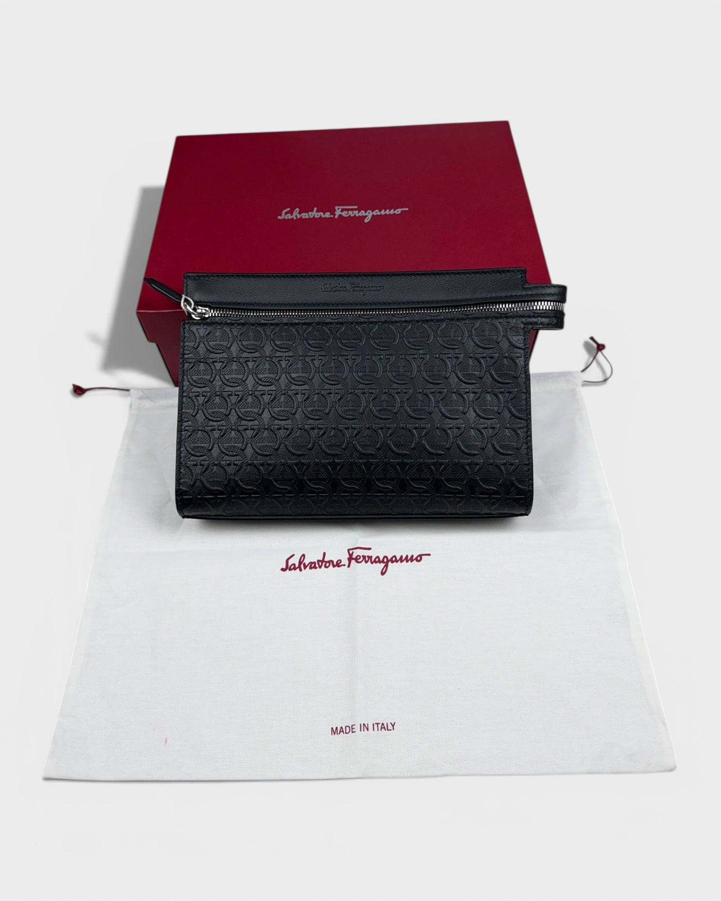 Salvatore Ferragamo Leder-Clutch – Schwarz