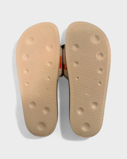 Towel Embroidery Slides – Beige/Orange