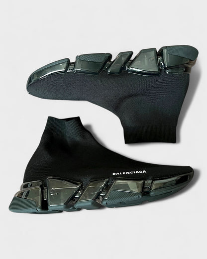 Speed 2.0 Full Clear Sole Sneaker aus recyceltem Strick – Schwarz