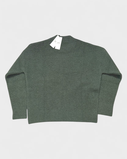 Ami de Cœur Strickpullover mit Herz-Logo – Tannengrün