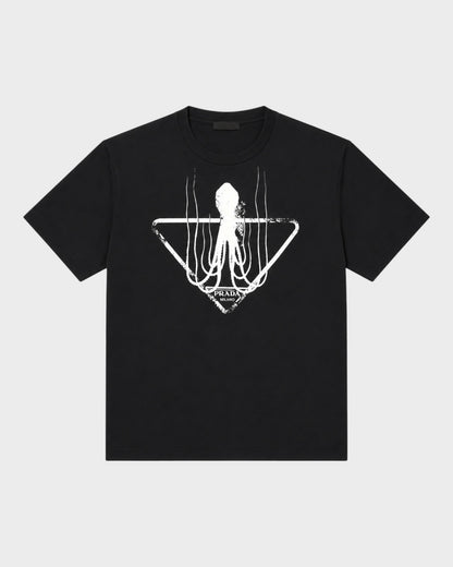 Octopus Print T-shirt - Schwarz