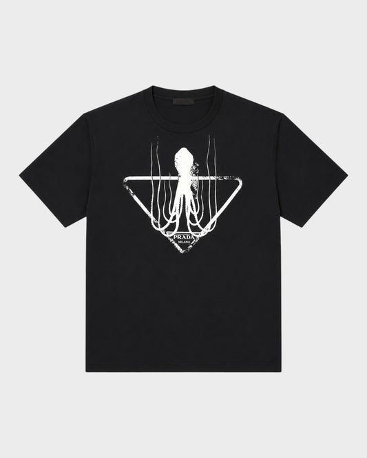 Octopus Print T-shirt - Schwarz