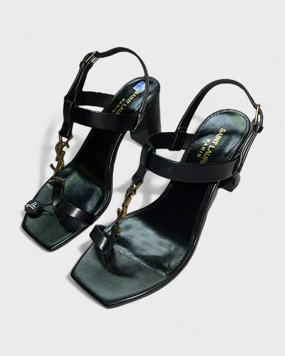 Zehensandalen mit YSL-Logo – Schwarz