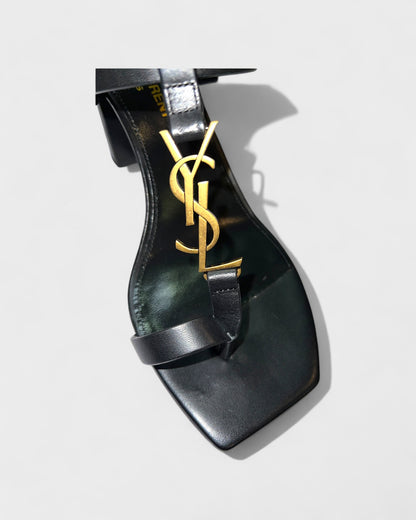 Zehensandalen mit YSL-Logo – Schwarz