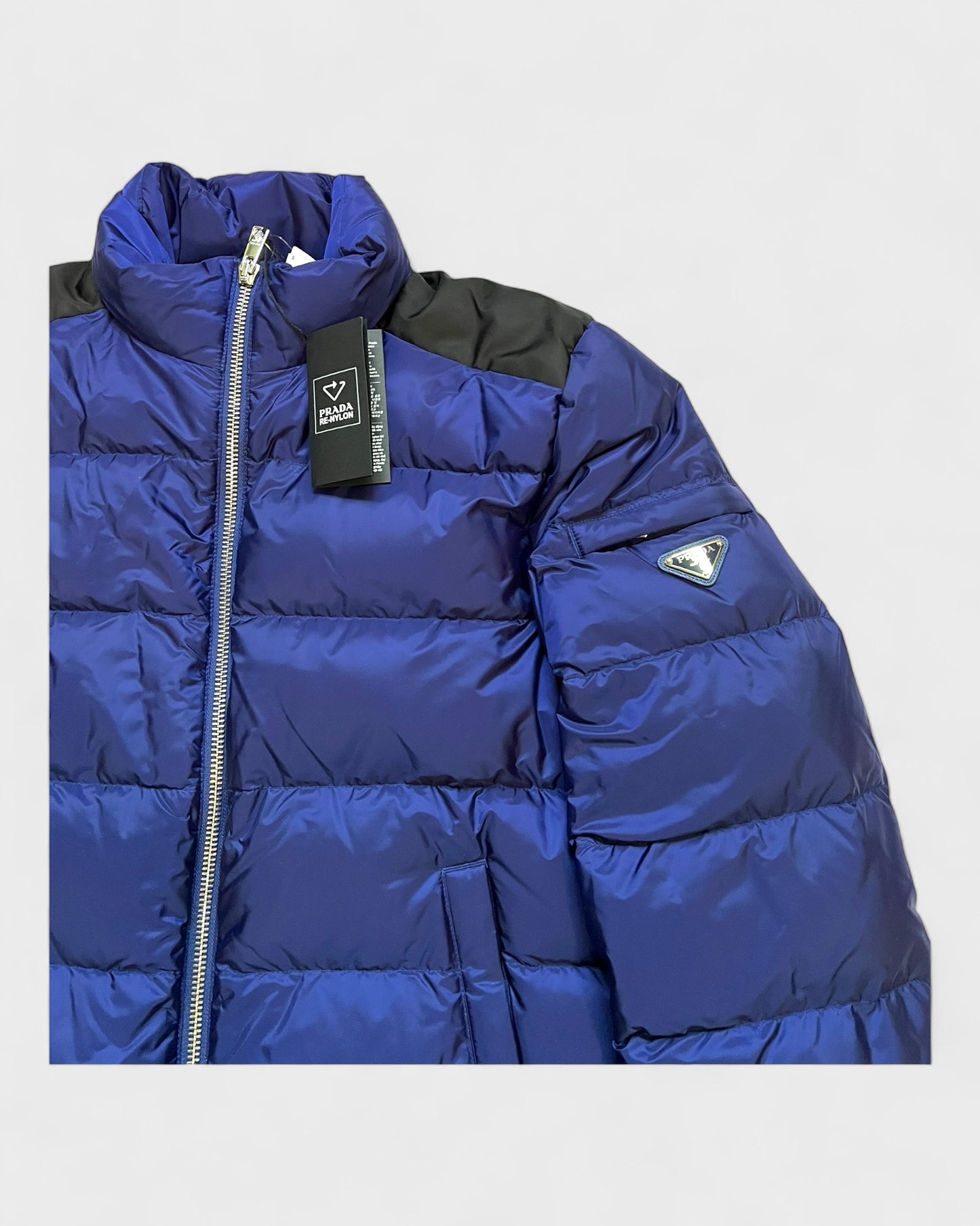 Daunenjacke mit Logo-Patch – Nachtblau/Schwarz