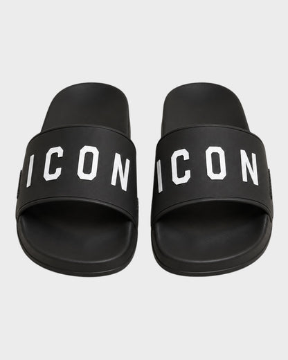 Badeschlappen „ICON“ – Schwarz/Weiß