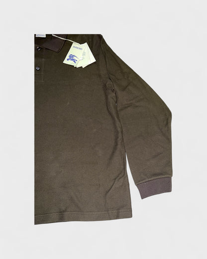 Langarm-Polo aus Baumwolle – Olivgrün