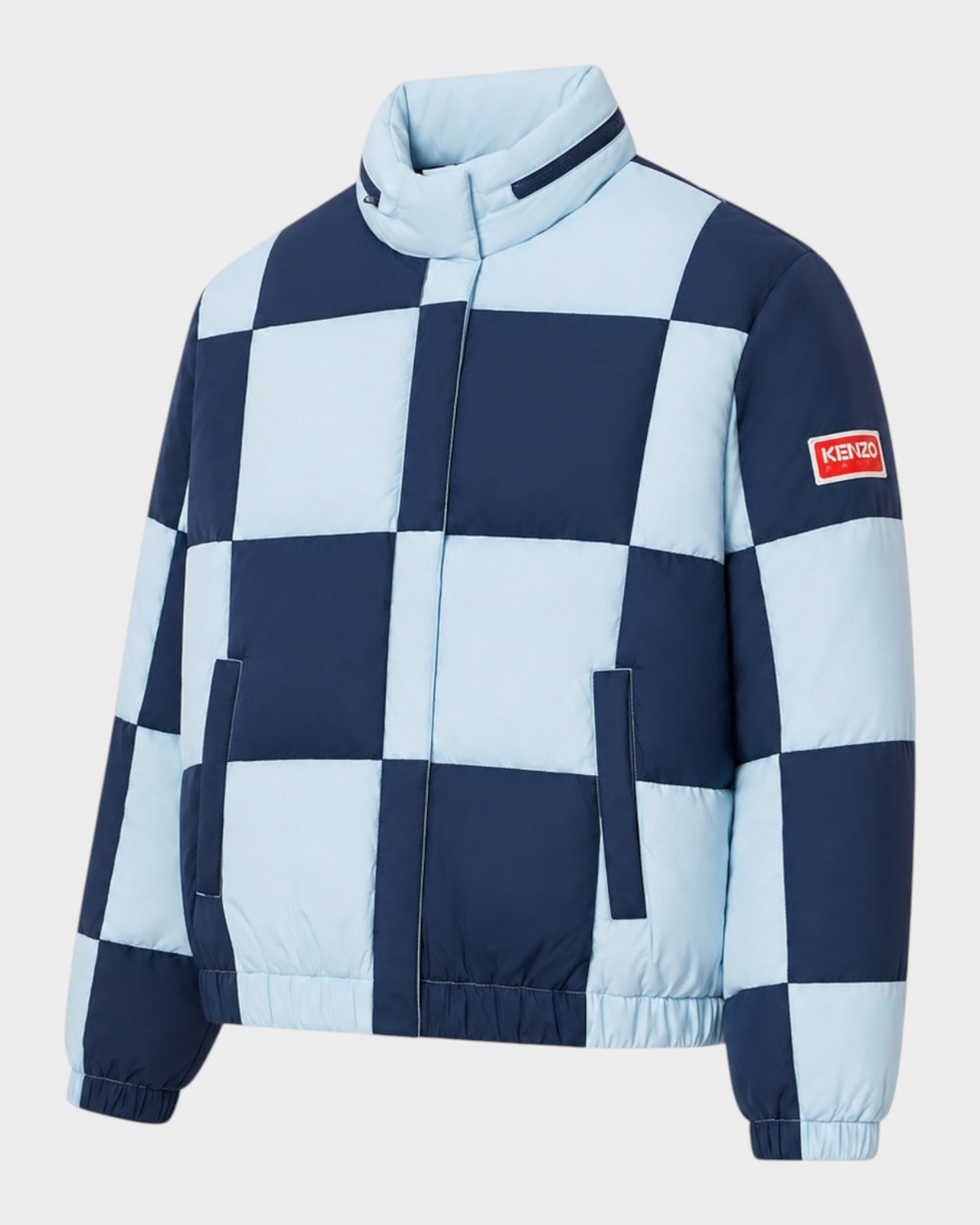 Daunenjacke mit Schachbrettmuster – Navy / Hellblau