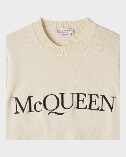 Strickpullover mit Logo – Creme
