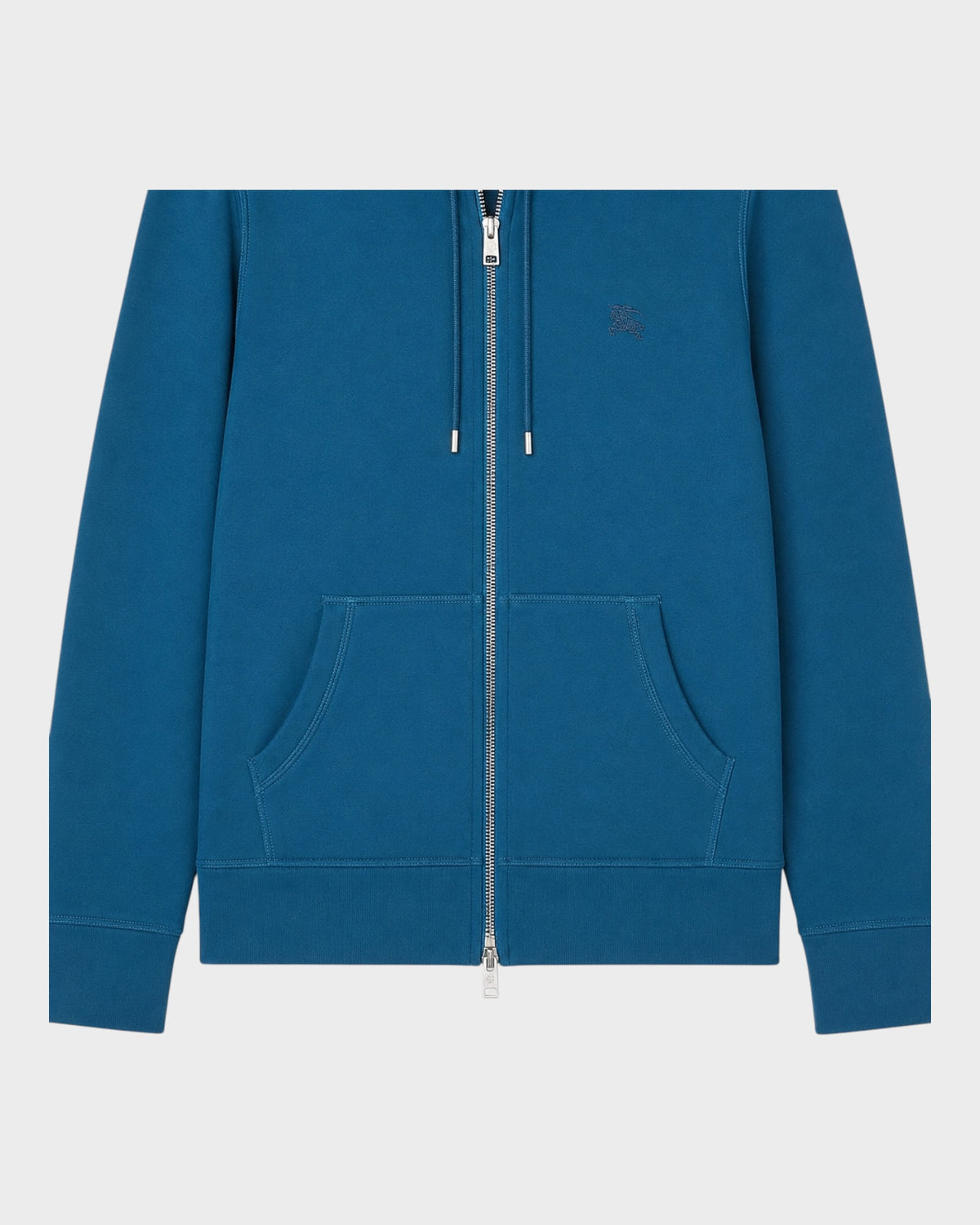 Zip-Hoodie mit Logo-Stitching – Petrolblau