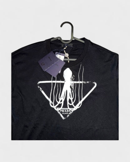 Octopus Print T-shirt - Schwarz