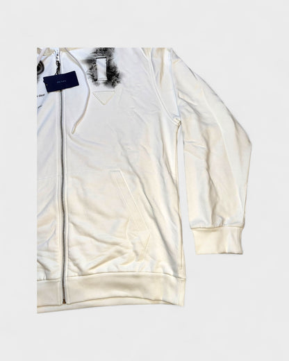 Kapuzenjacke mit Kunst-Print & Poesie – Weiß