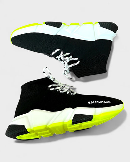 Speed Lace-Up Sneaker – Schwarz/Neon Gelb