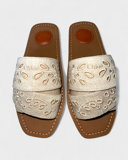 Woody Pantoletten aus Canvas - Beige
