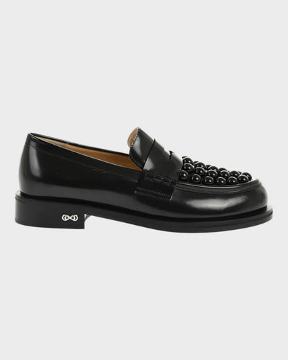 Leder-Loafer mit Nietenbesatz – Schwarz