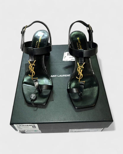 Zehensandalen mit YSL-Logo – Schwarz