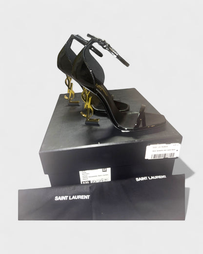 Sandalette Opyum mit Logo-Absatz – Schwarz, Gold