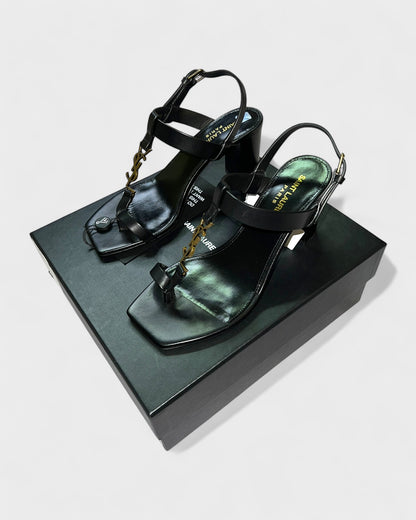 Zehensandalen mit YSL-Logo – Schwarz