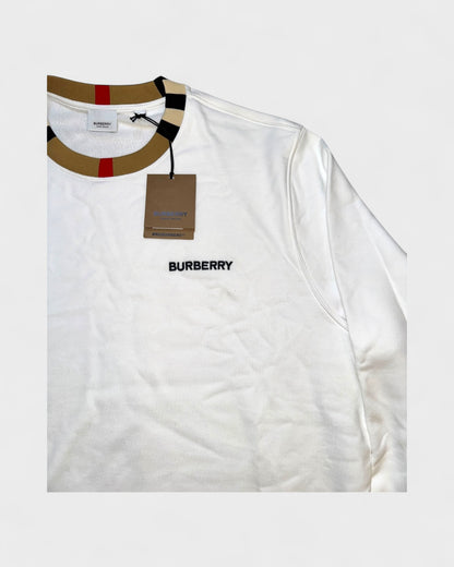 Sweatshirt mit Check-Kragen – Weiß