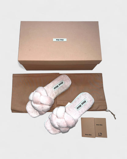 Flausch-Slipper mit Knotenband – Rosa