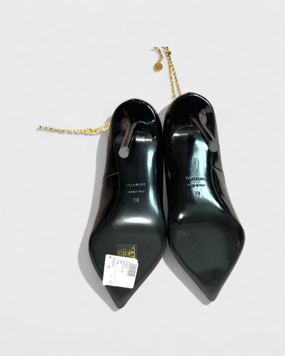 Chain Pumps – Schwarz Lackleder