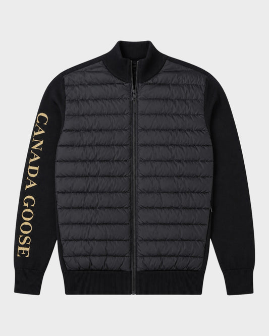Hybrid Strickjacke mit Logo-Schriftzug – Schwarz