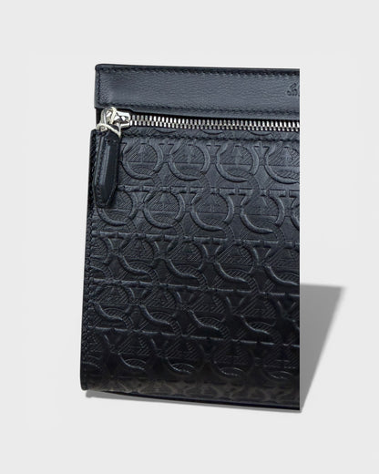 Salvatore Ferragamo Leder-Clutch – Schwarz