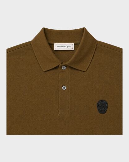 Poloshirt mit Skull-Emblem – Olivgrün