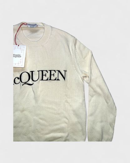 Strickpullover mit Logo – Creme