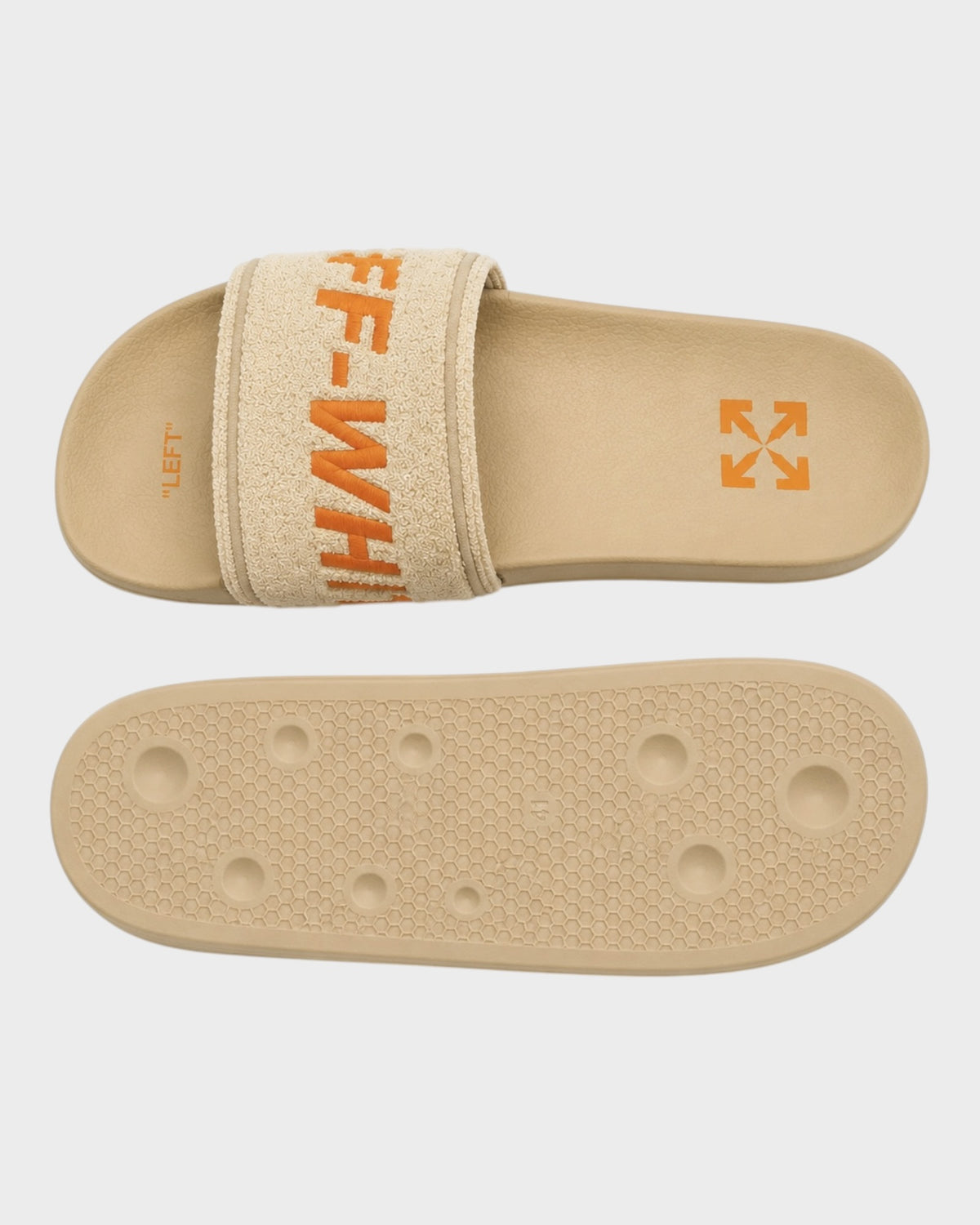 Towel Embroidery Slides – Beige/Orange