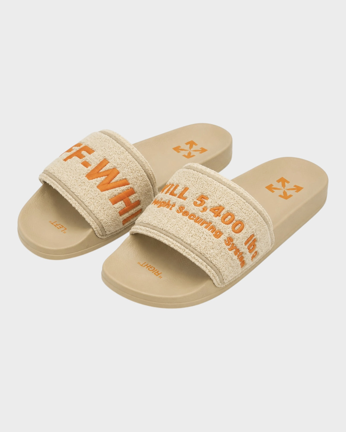 Towel Embroidery Slides – Beige/Orange