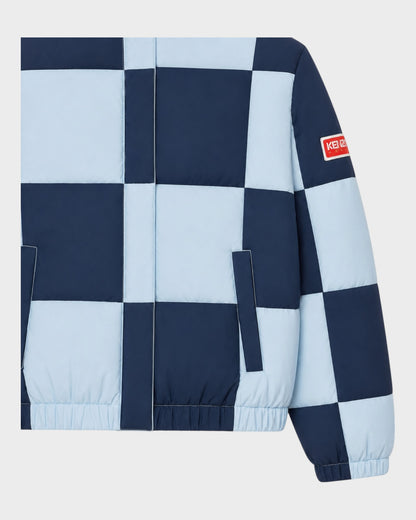 Daunenjacke mit Schachbrettmuster – Navy / Hellblau