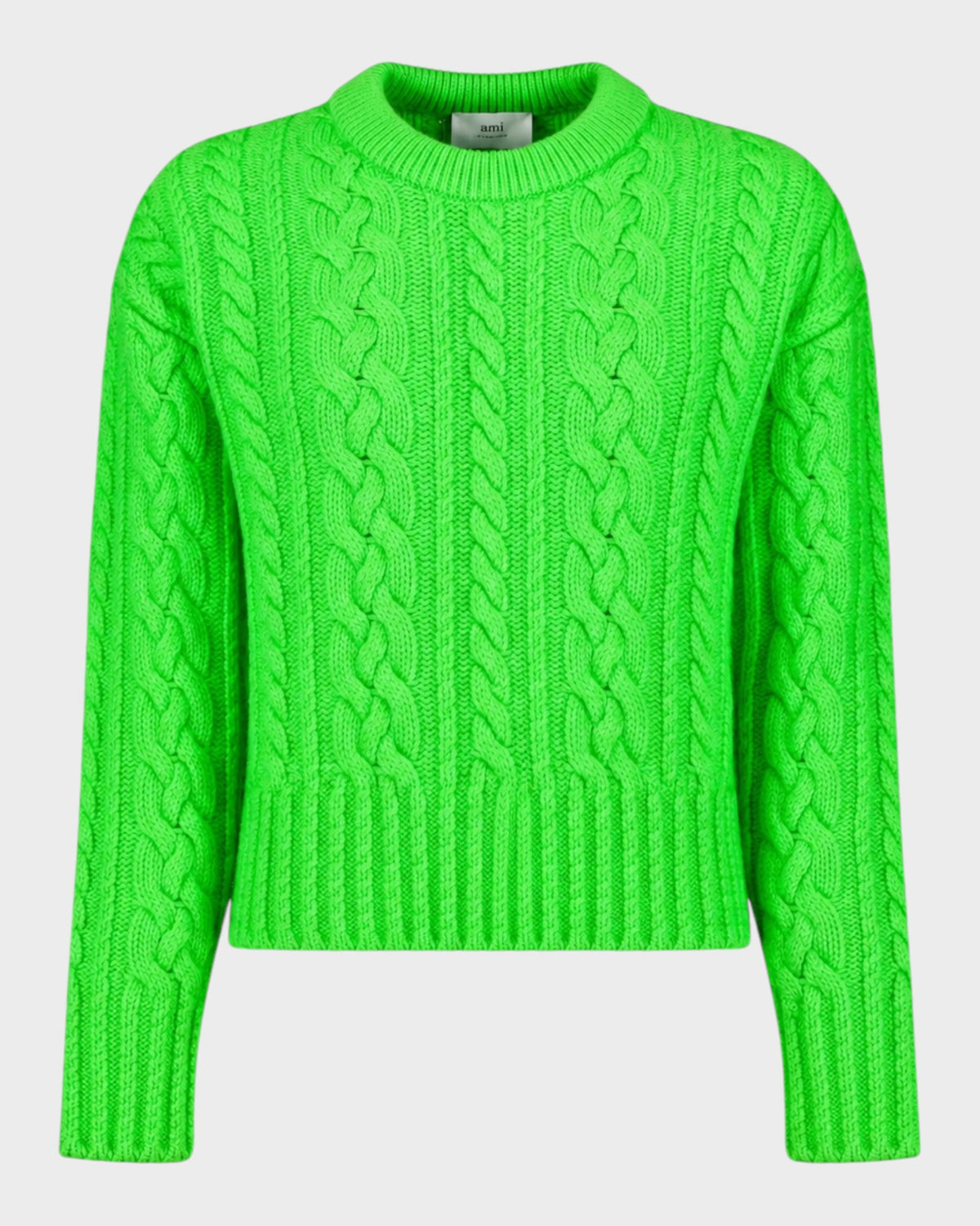 Zopfmuster-Pullover – Neon-Grün
