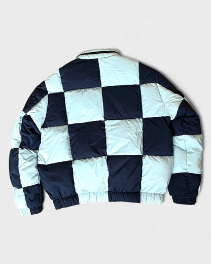 Daunenjacke mit Schachbrettmuster – Navy / Hellblau
