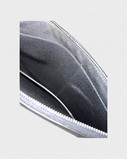 Leder-Clutch mit Logo – Schwarz/Navy