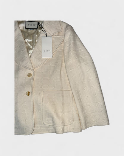 Blazer mit Strukturmuster – Cremeweiß