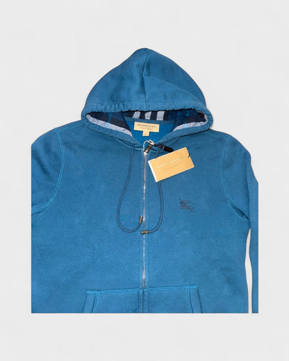 Zip-Hoodie mit Logo-Stitching – Petrolblau