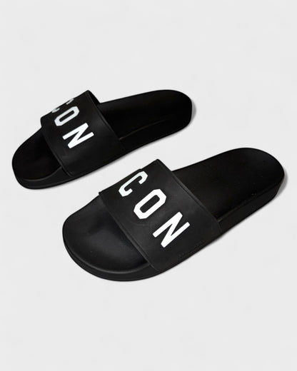 Badeschlappen „ICON“ – Schwarz/Weiß