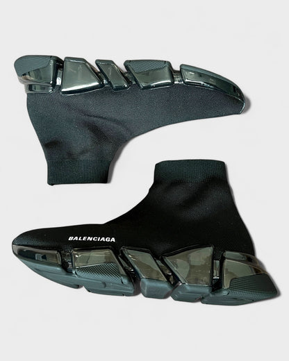 Speed 2.0 Full Clear Sole Sneaker aus recyceltem Strick – Schwarz