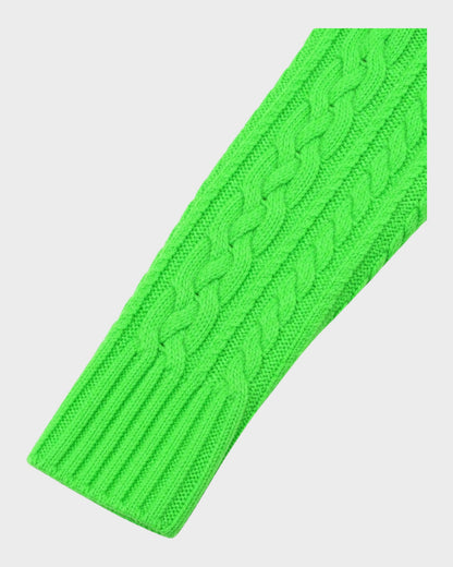 Zopfmuster-Pullover – Neon-Grün