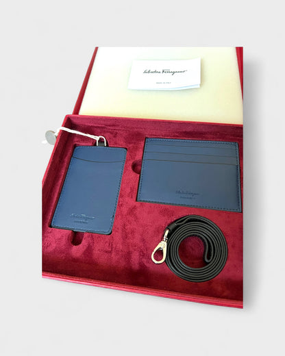 Kartenetui- & Ausweishalter mit Band-Set – Schwarz