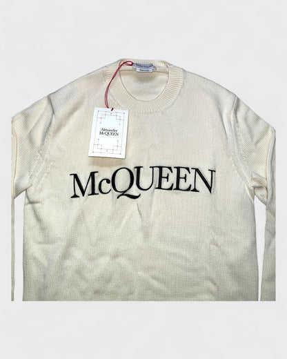 Strickpullover mit Logo – Creme