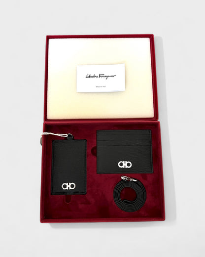 Kartenetui- & Ausweishalter mit Band-Set – Schwarz