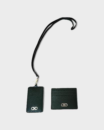 Kartenetui- & Ausweishalter mit Band-Set – Schwarz