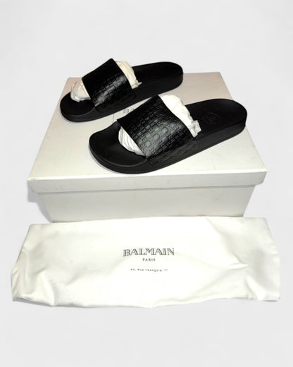 Slides mit Monogramm-Prägung – Schwarz