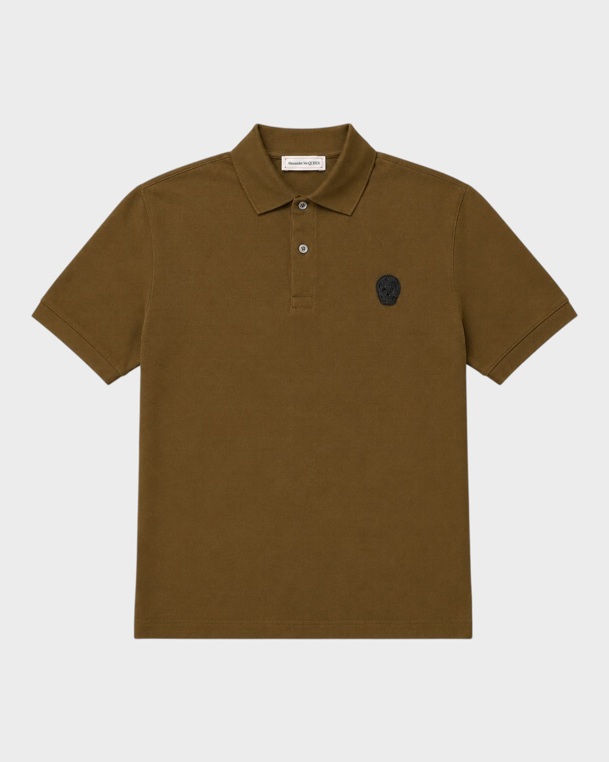 Poloshirt mit Skull-Emblem – Olivgrün